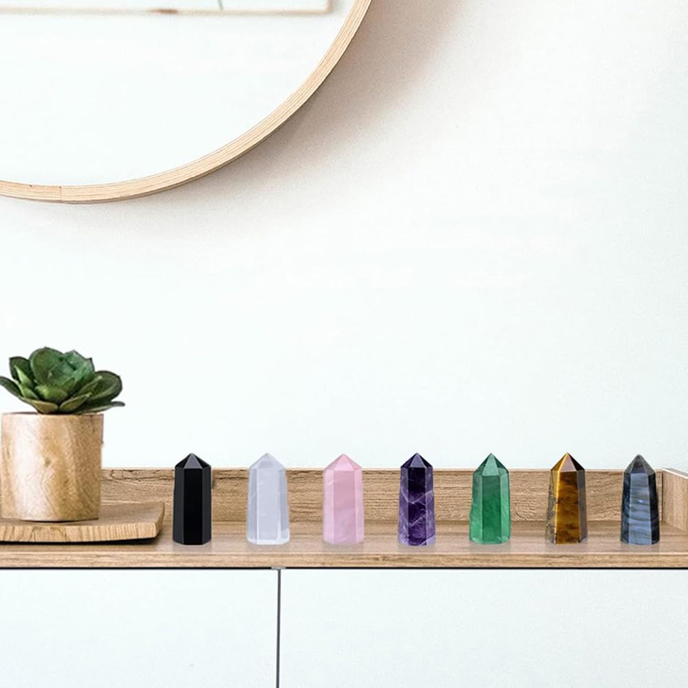 Natural Stone and Crystals Point Wand Reiki Healing Stone Rose Quartz Amethyst Home Decor Mineral Stones Crafts Crystal Amethyst Point 4-5cm 10pc