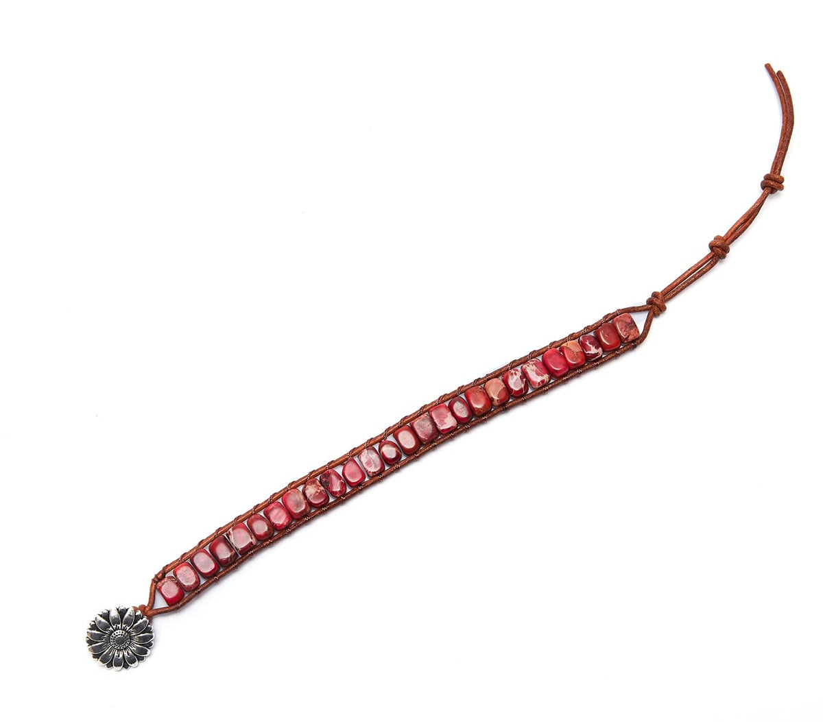ZOSOJONA 7 Chakra Bracelet Bohemian Handmade Leather Wrap Healing Protection Natural Stone Yoga Beaded Bracelets Boho Friendship Jewelry (Red Turquoise)