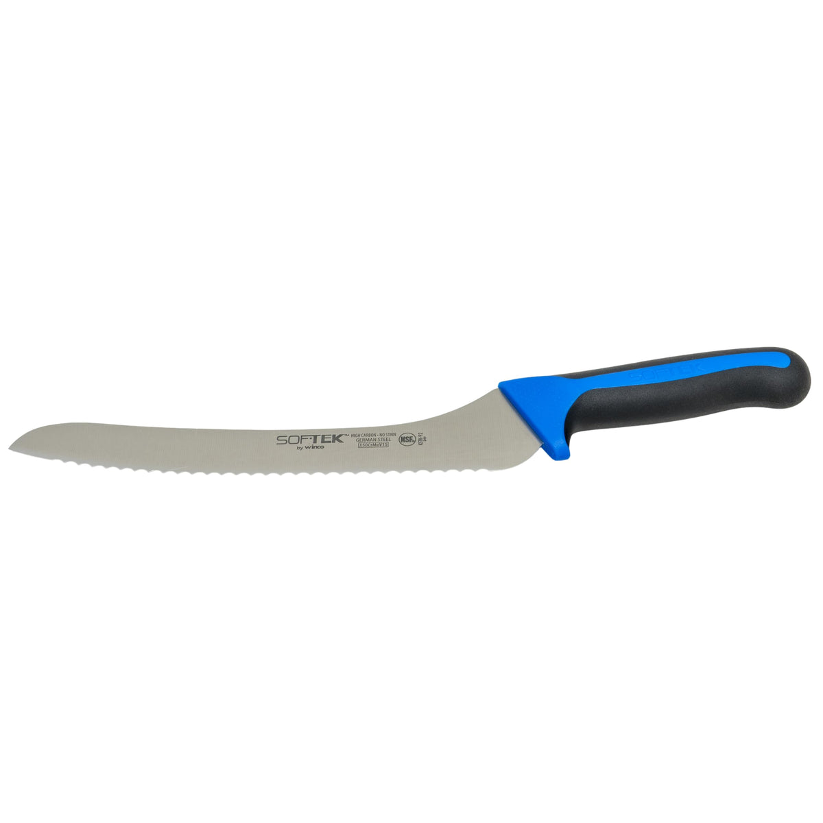 Winco SofTek, 9" Offset Utility/Bread Knife, Soft Grip Handle