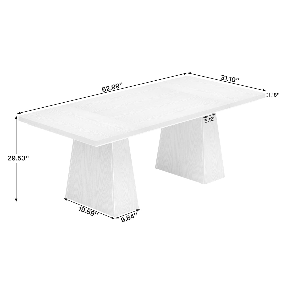 Tribesigns 63-Inch Executive Desk, Large Office Computer Desk with Double Pedestal, Modern Simple Workstations Writing Table Conference Table Business Furniture for Home Office, White