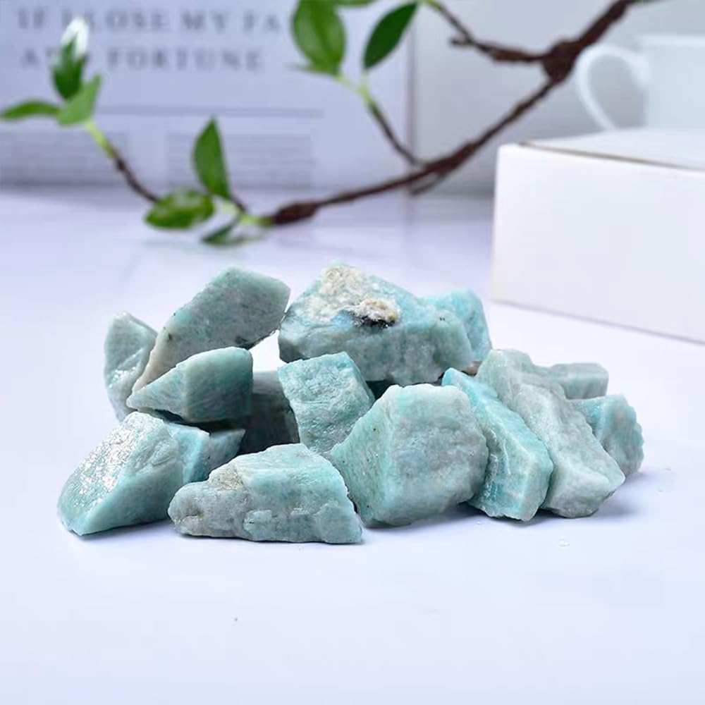2PCS Natural Raw Stone Healing Crystals Bulk, Gemstones for Reiki, Meditation, Home Decor, Garden Fountain Rocks (Amazonite)