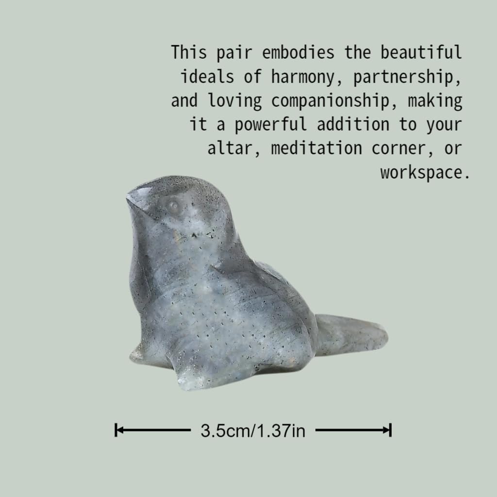 WUYOUSHI 2pcs Crystal Bird Figurines - Moonstone Sculptures Decorative Birds Crystal Animal Statues Home Decor Unique Bird Gifts