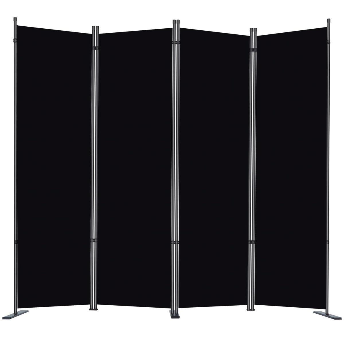 RANTILA 4 Panel Room Divider, 6 FT Folding Privacy Screen with Wide Feet, Freestanding Partition for Room Separation, Portable Room Divider Panel, 89" W x 71" H, Black