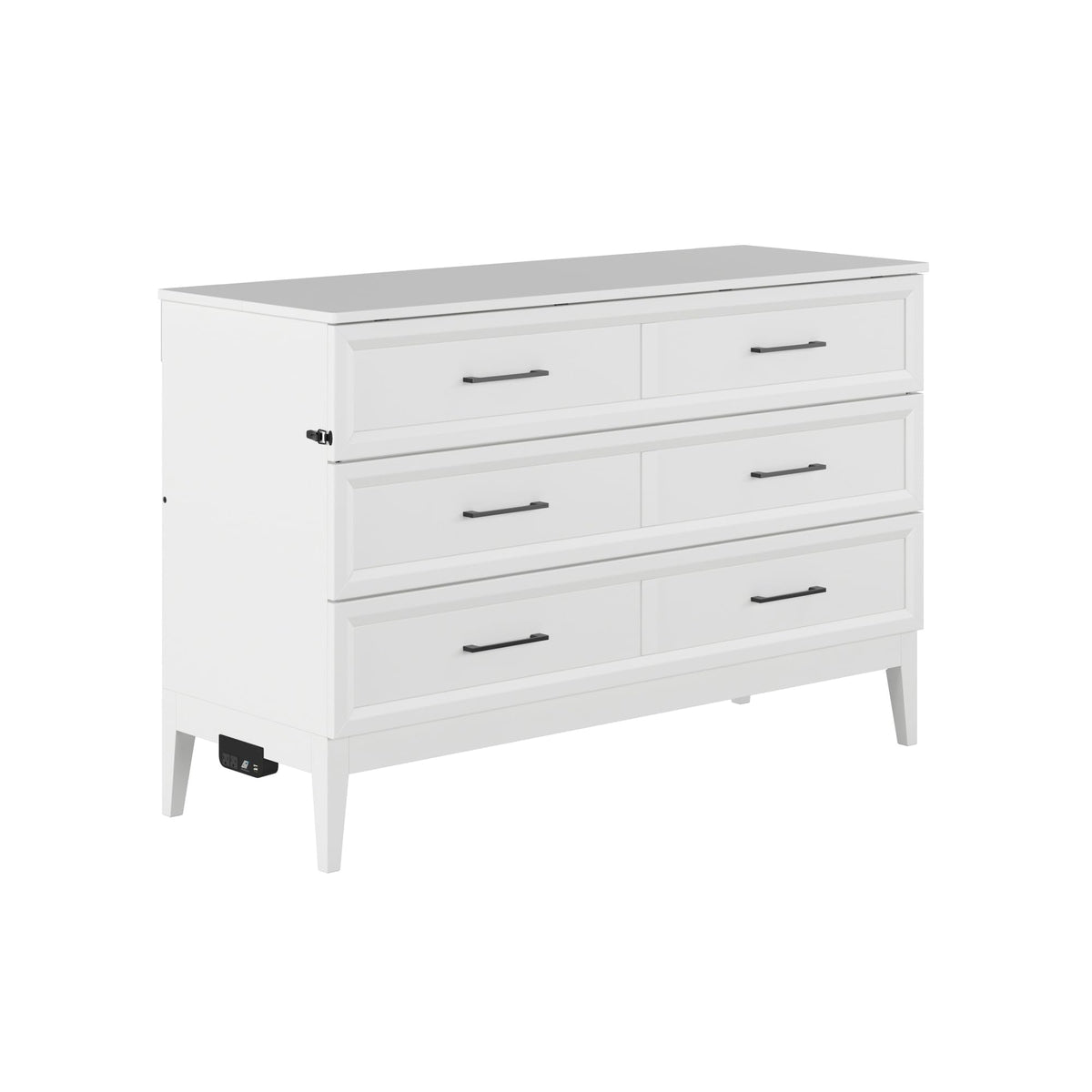 AFI, Santa Fe Queen Murphy Bed Chest with Mattress and Built-in Charger, White