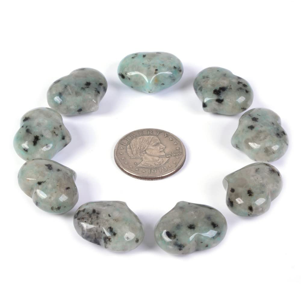 Natural Kiwi Jasper Gemstone Healing Crystal 1 inch Mini Puffy Heart Pocket Stone Iron Gift Box (Pack of 10)