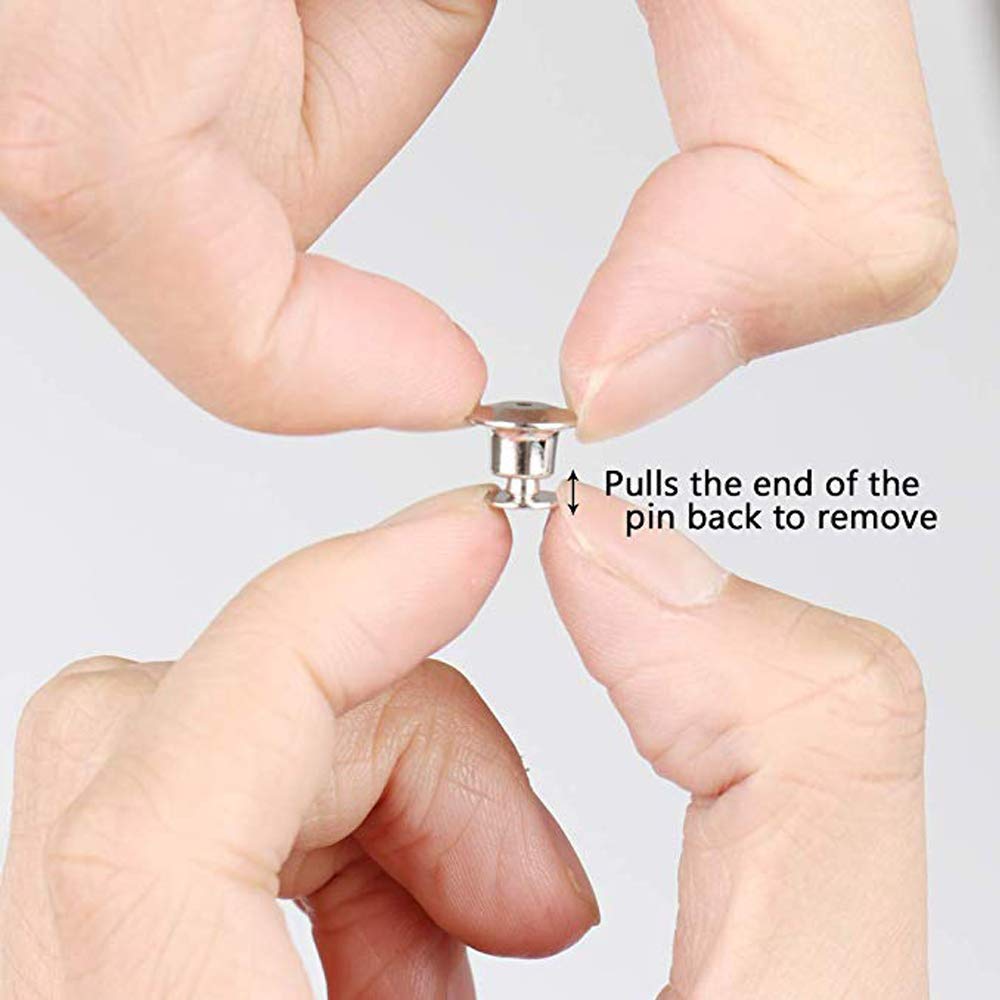 SUBANG 100 Pieces Metal Pin Backs Locking Pin Keepers Locking Clasp with Storage Case