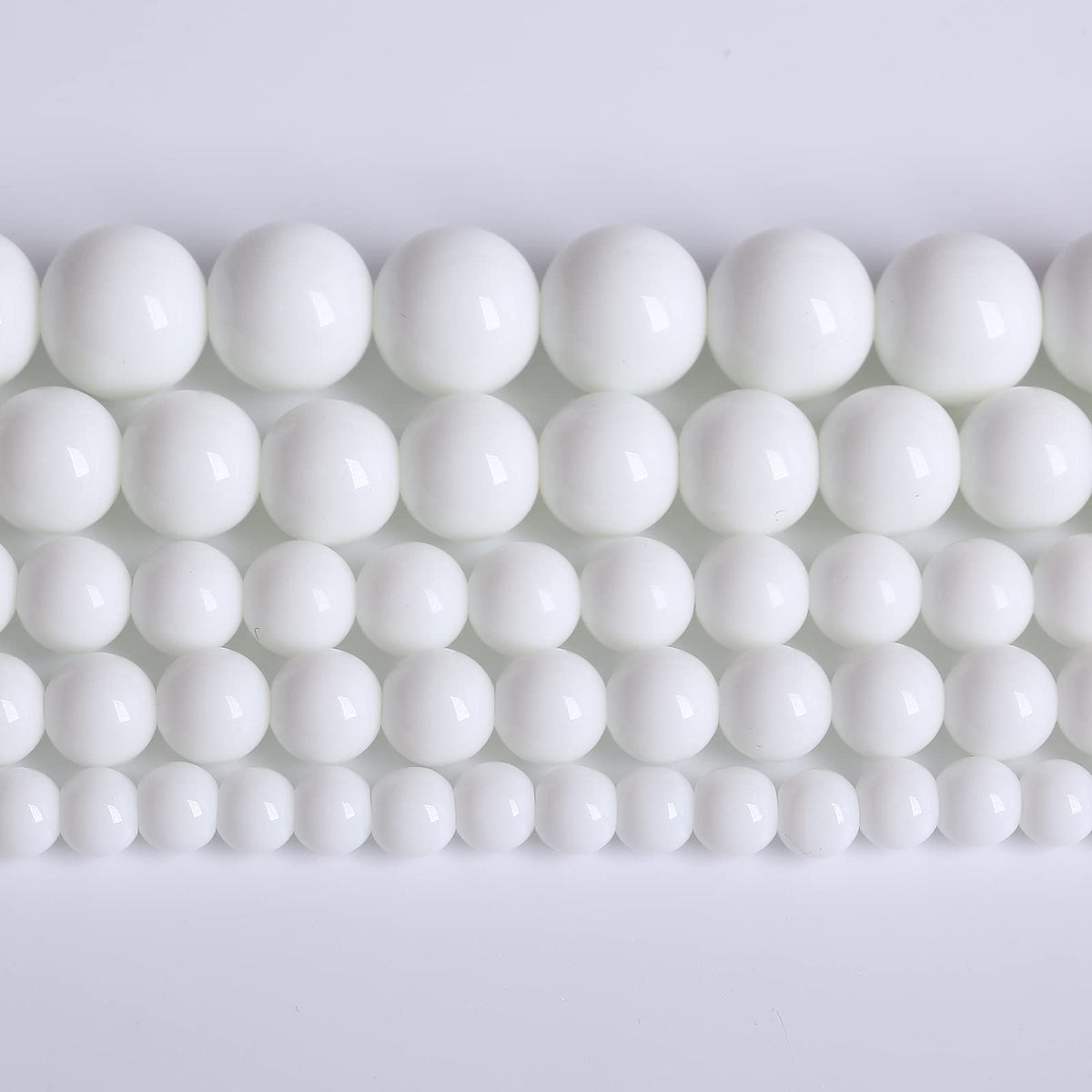 90PCS 8mm Natural White Porcelain Agates Stone Round Beads for Jewelry Making Spacer Loose Spacers Beads DIY Bracelets 32" 2 Strand