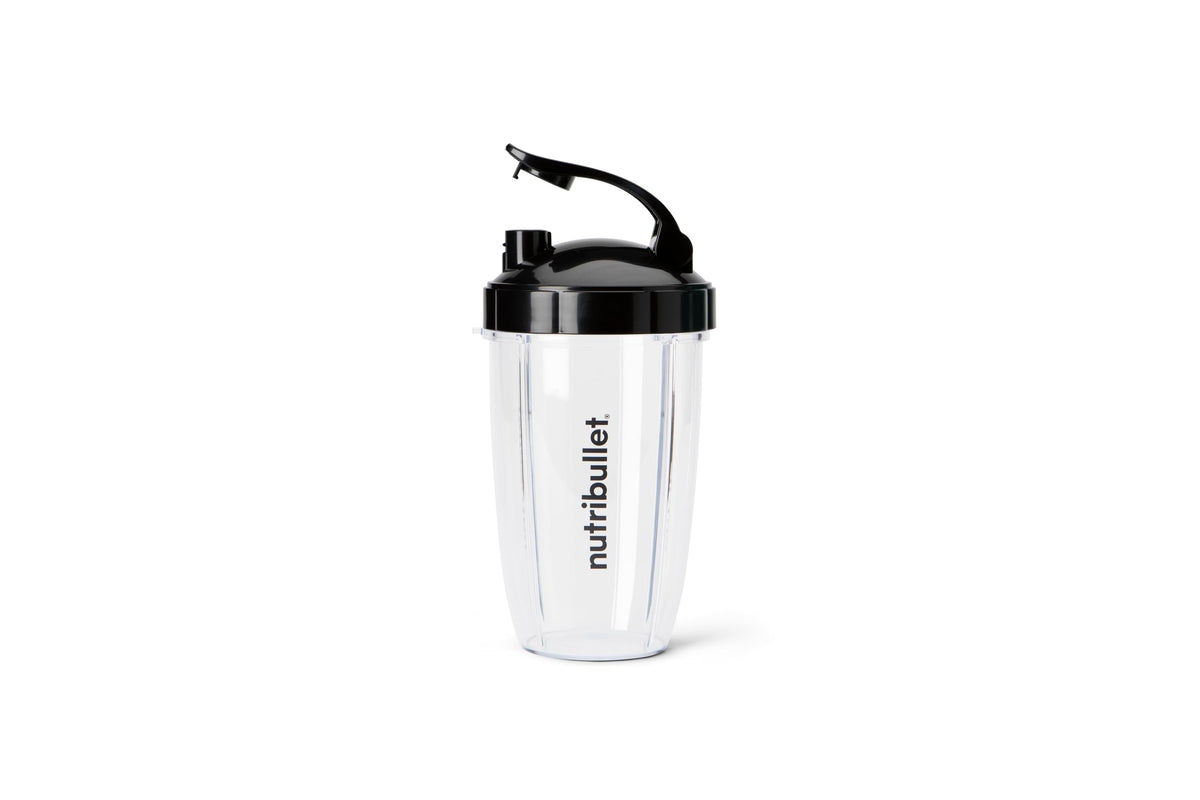 nutribullet 24 oz To-Go Cups and colored flip-top lids (Black/Green)