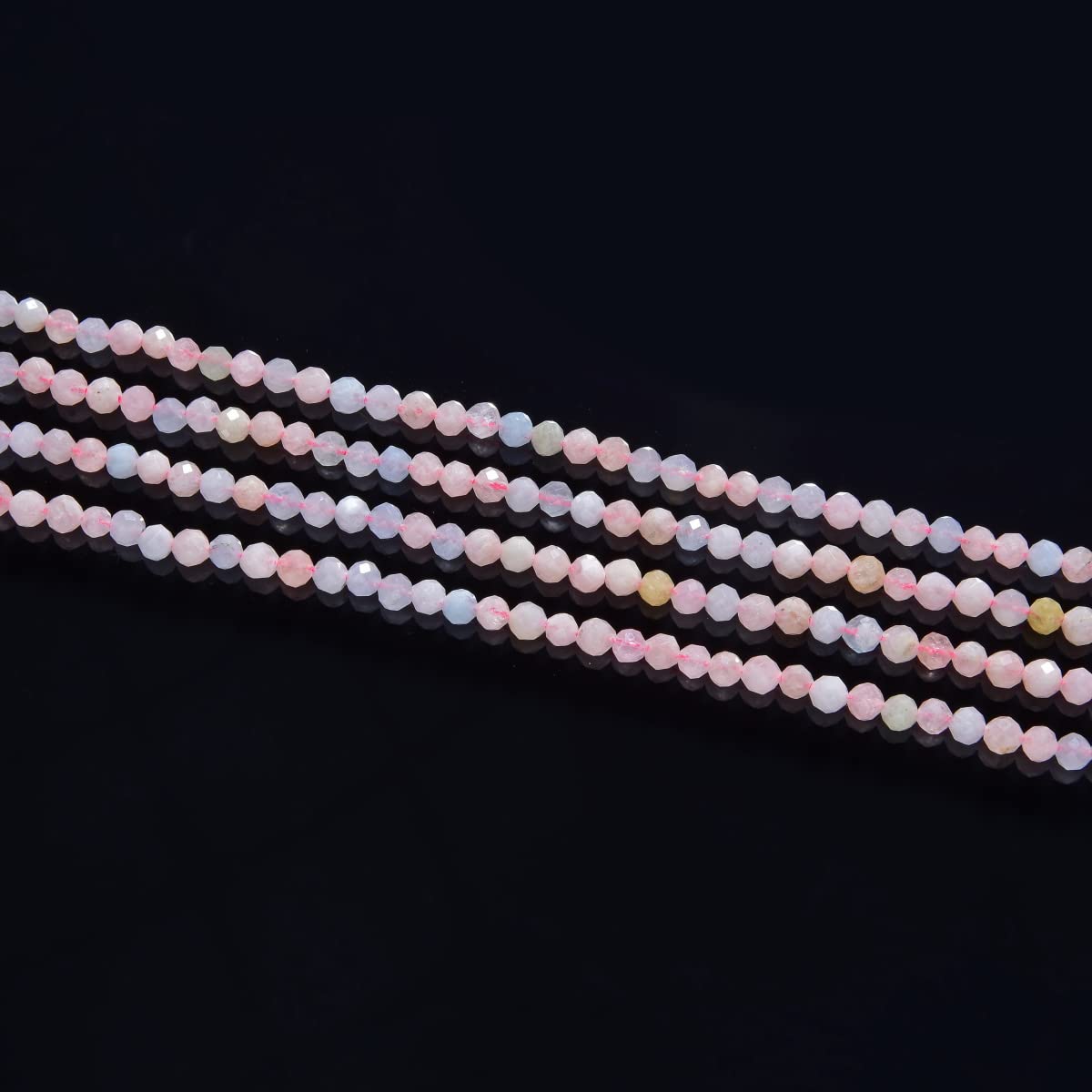 Adabele 15 Inch Natural Morganitge Beryl Healing Gemstone 4mm (0.16 Inch) Tiny Small Faceted Round Loose Beads Stone Spacer (85-95pcs) for Craft Jewelry Making GK4-10
