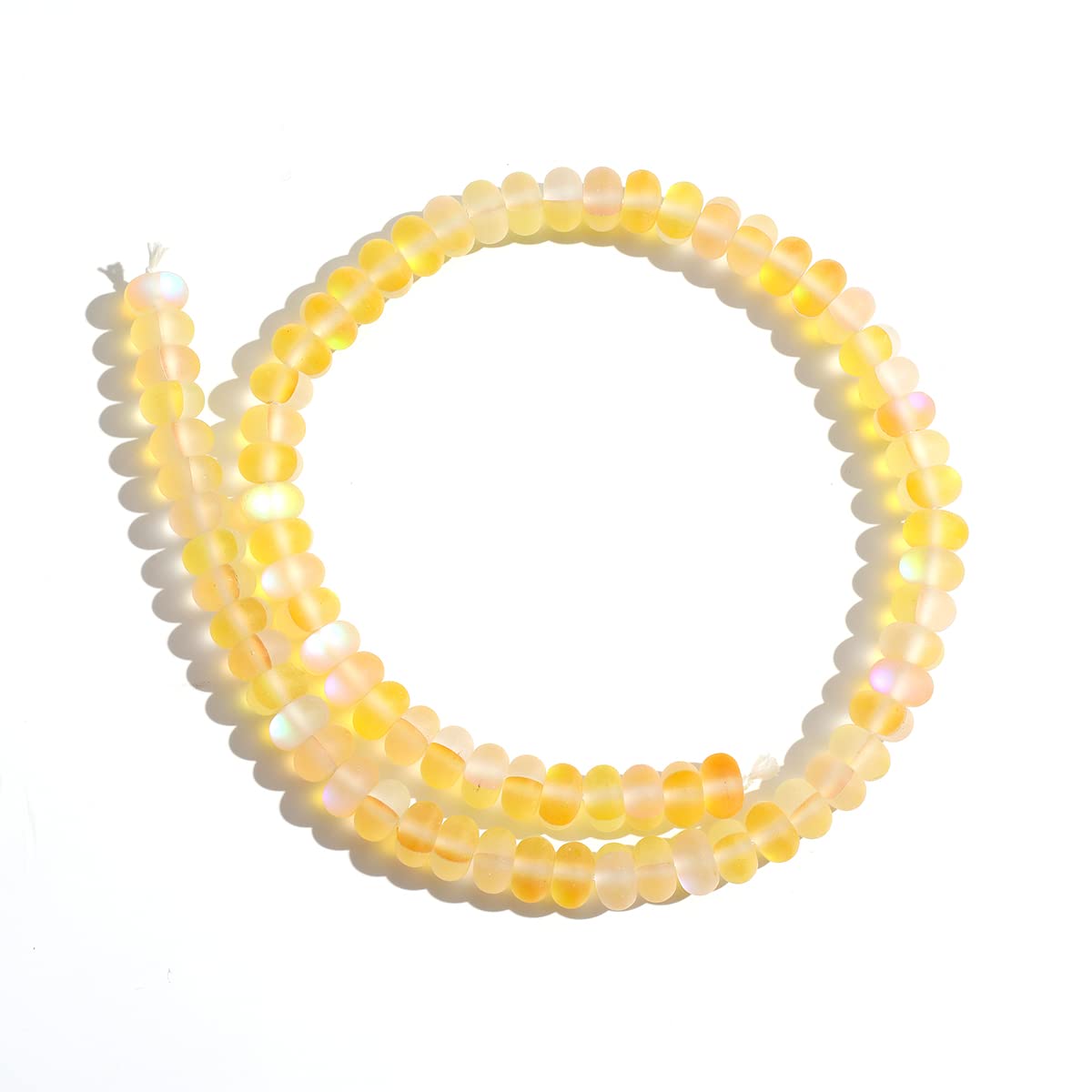 5x8mm Yellow Matte Aurora Crystal Glass Beads Loose Rondelle Disc Beads Frosted Moonstone for Jewelry Making