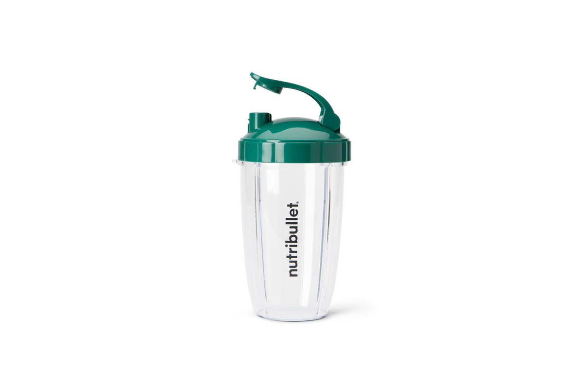 nutribullet 24 oz To-Go Cups and colored flip-top lids (Black/Green)