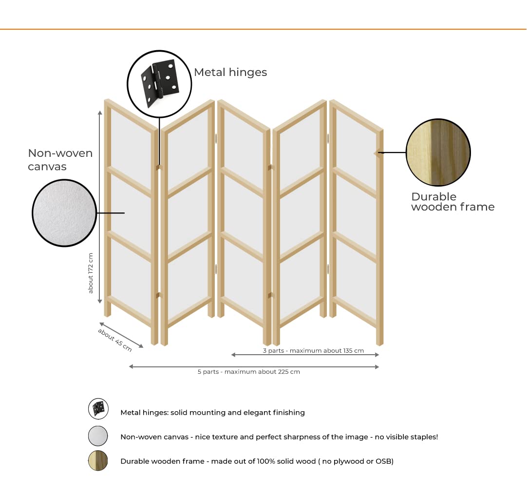 artgeist Japanese Room Divider Birds Forest Nature Leaves Botanical 53 x 67 in - 3 Panel Folding Screen Japan Design Home Decoration Art Deco c-C-0462-z-b