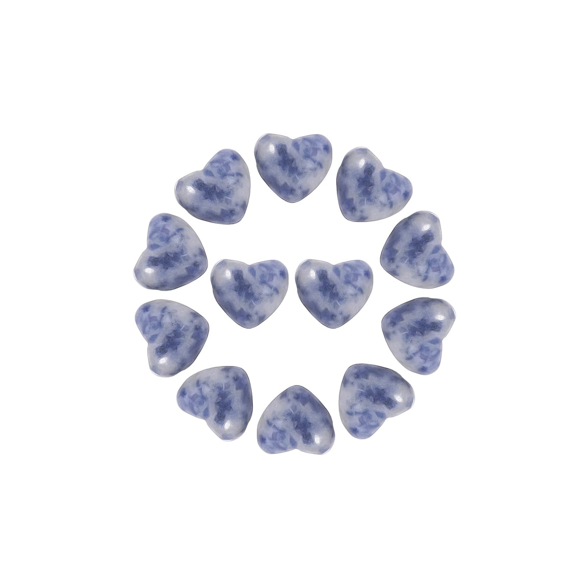 Yochus 5pcs Sodalite Natural Heart Stone Beads，12mm Healing Energy Gemstone for Jewelry Making Earring Necklace DIY