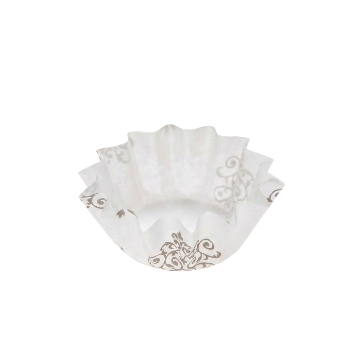 Restaurantware Panificio 0.4 Ounce Baking Cups 200 Flared Cupcake Liners - Oven-Ready Freezable Black And White Paper Muffin Cases Disposable Vintage Floral For Wedding Parties Baby Showers
