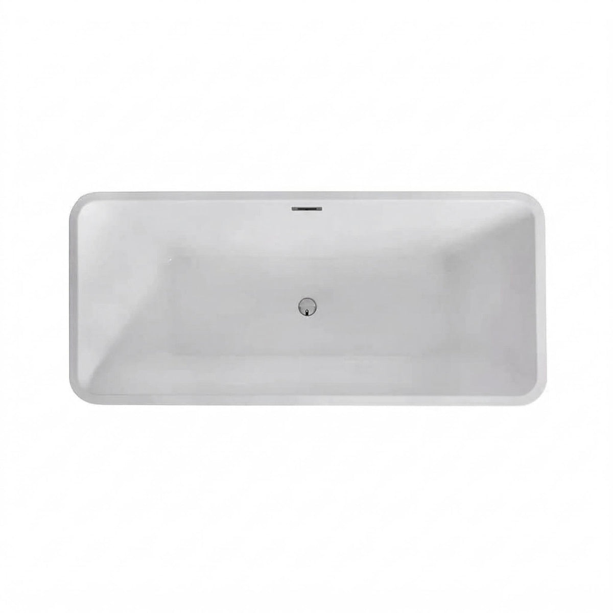 66" Acrylic Freestanding Soaking Bathtub, Matte Drain & Black Overflow, Modern Design Tub for Home Bathroom Renovations, Glossy White