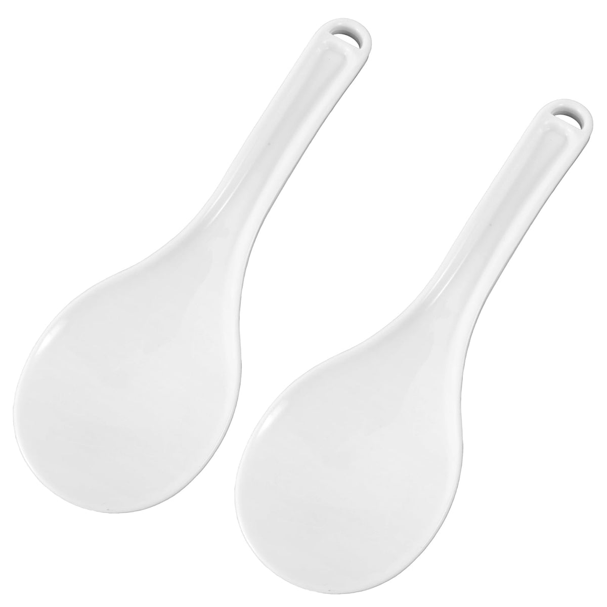 Mabor 2 PCS Rice Serving Spoon Plastic Non-Stick Rice Paddle White Cooker Spoon Spatula 7.68 Inch for Kitchen Restaurant Cooking Utensil