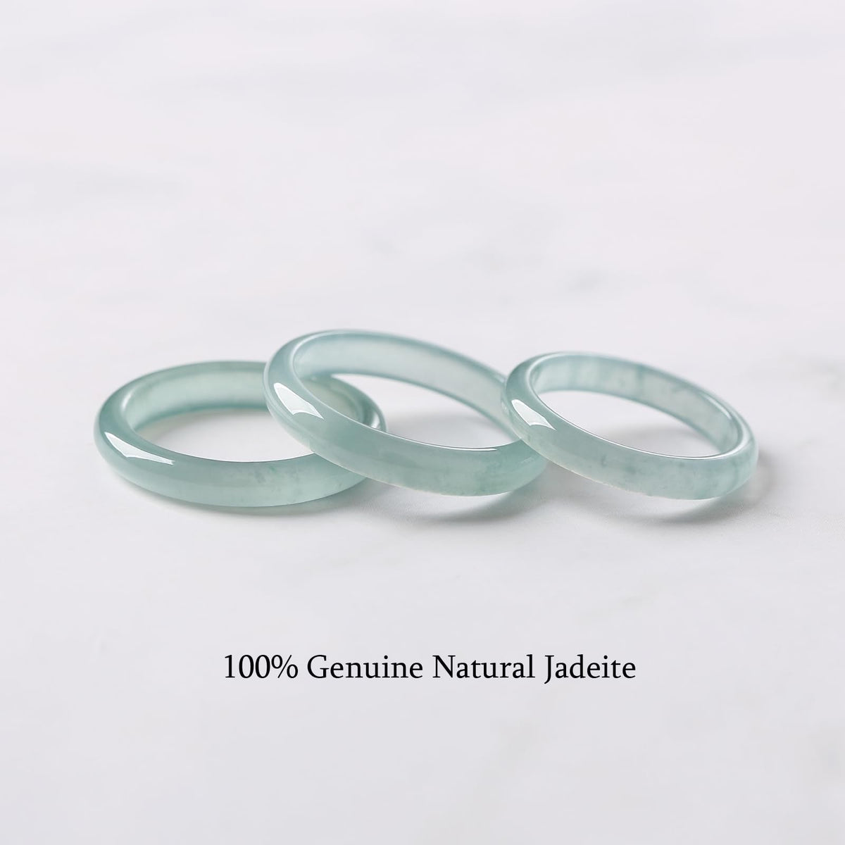 QVFVJA Real Jade Rings for Women Men Genuine Icy Jadeite Light Green Natural Stone Band Ring Good Luck Jewelry for Mom Wife Birthday Christmas Valentine's Day Gifts