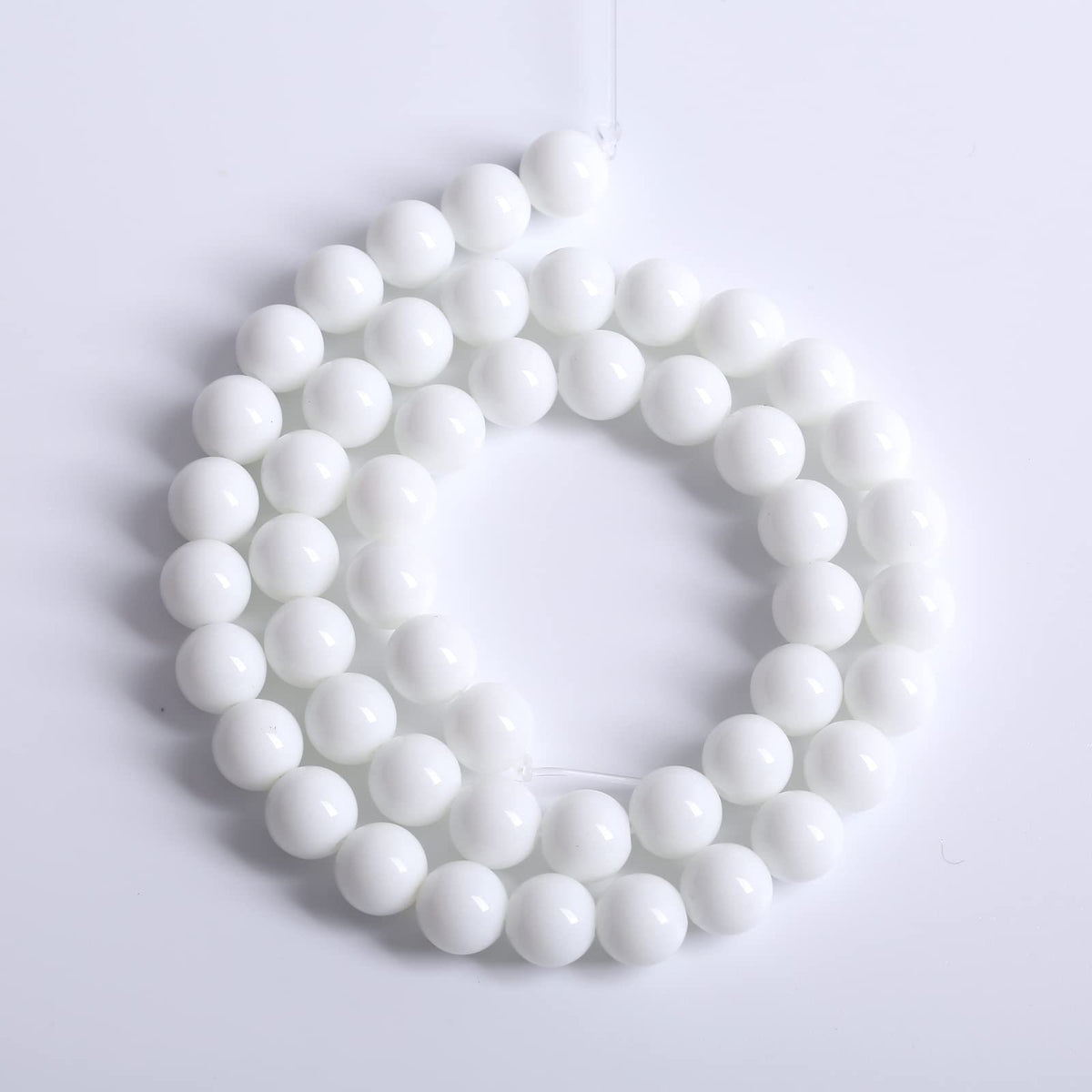 90PCS 8mm Natural White Porcelain Agates Stone Round Beads for Jewelry Making Spacer Loose Spacers Beads DIY Bracelets 32" 2 Strand