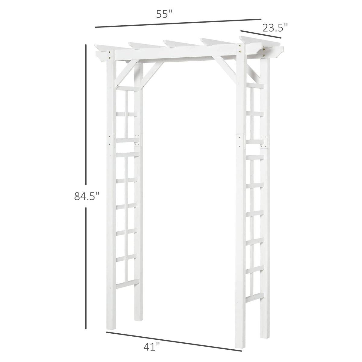 85" Wooden Garden Arbor for Wedding Ceremony, White Outdoor Arch Trellis for Climbing Vines, Heavy Duty Wood Frame for Garden, Patio, Backyard Decor