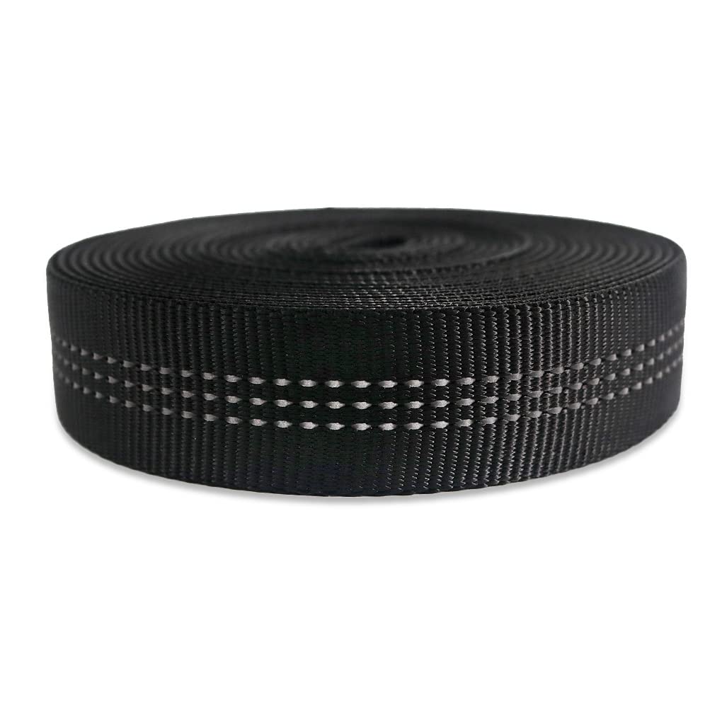 NewDoar 1 inch Nylon Tubular Webbing Tube/Tubular Climbing Webbing - Heavy Duty Strap for Rescue, Climbing, Harnesses, Rock Work, & Firefighting(Black,5Yard)