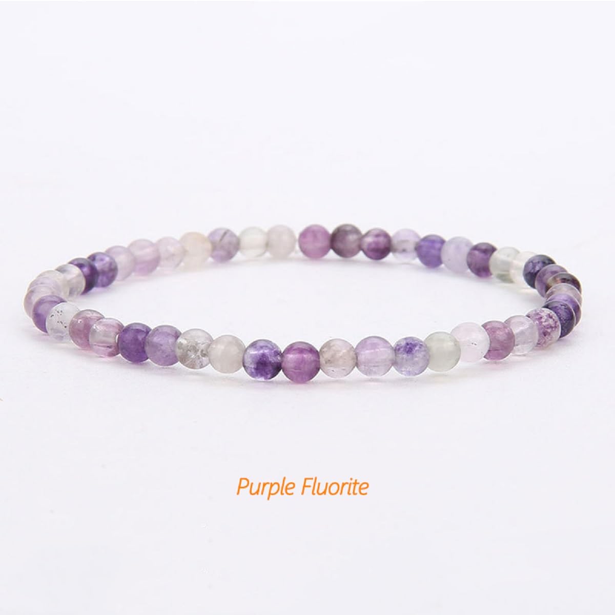 Handmade 4mm Tiny Beads Bracelet – Natural Healing Stone Beads for Yoga, Mala, and Bohemian Stacking – Stretch Bracelet for Men and Women (Purple Fluorite)