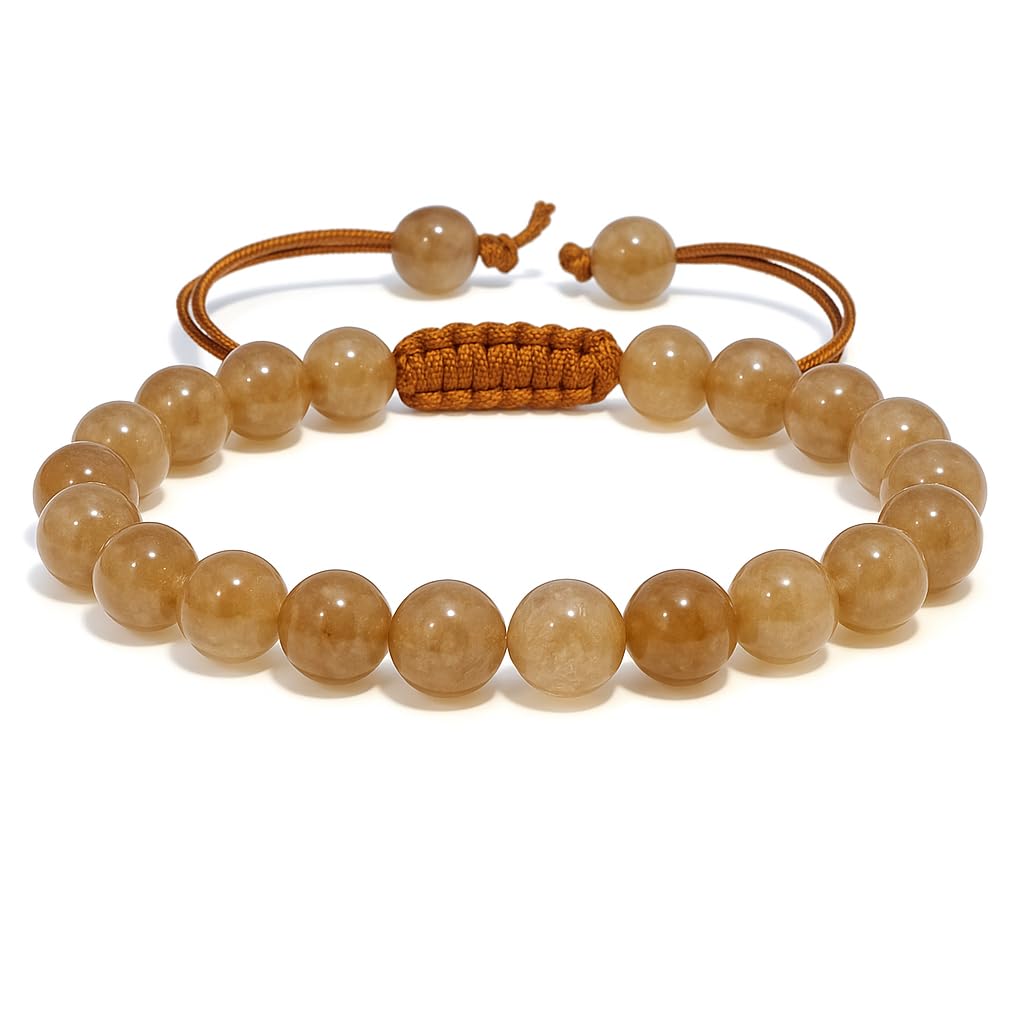 ANAYA AGATE Healing Crystal Bracelet – Chic Gemstone Bracelet for Men and Women – 8mm Round Bead Bracelets for Spiritual Healing, Protection, Positive Energy - Sunstone