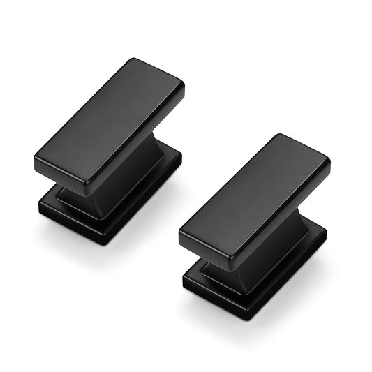 Probrico 10 Pack Black Cabinet Knobs and Pulls, 1.5 Inch (38mm) Rectangle Single Hole Drawer Handles for Kitchen, Bathroom, Dresser Cabinets