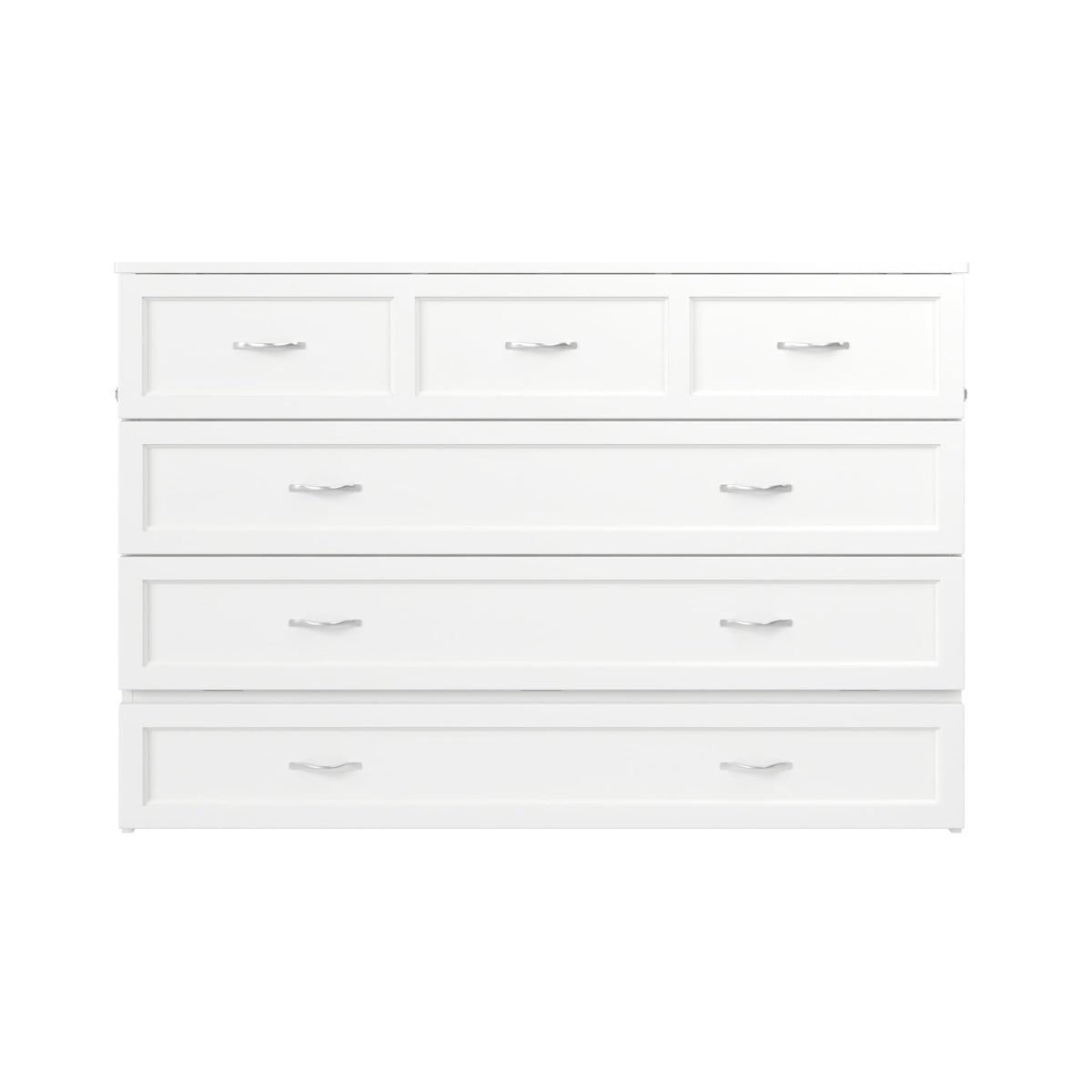 AFI Northfield Queen Size Murphy Bed Chest with Mattress, Storage, & Built-in Charger in White