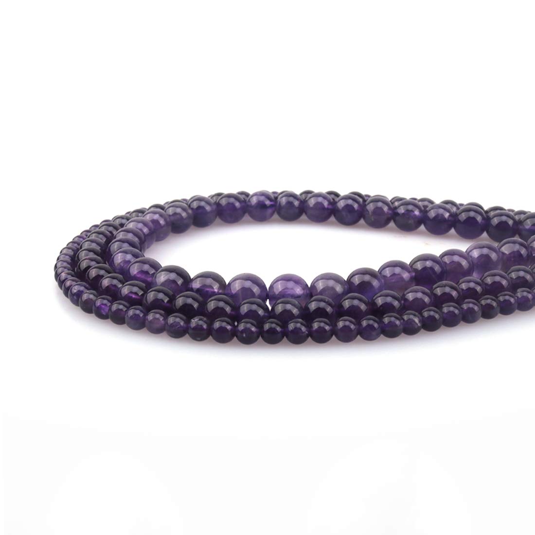 ICAI Beads 8mm Natural Amethyst Stone Round Loose Stone Beads for Jewelry Making DIY Crafts Design 1 Strand 15" APPR.43-45pcs