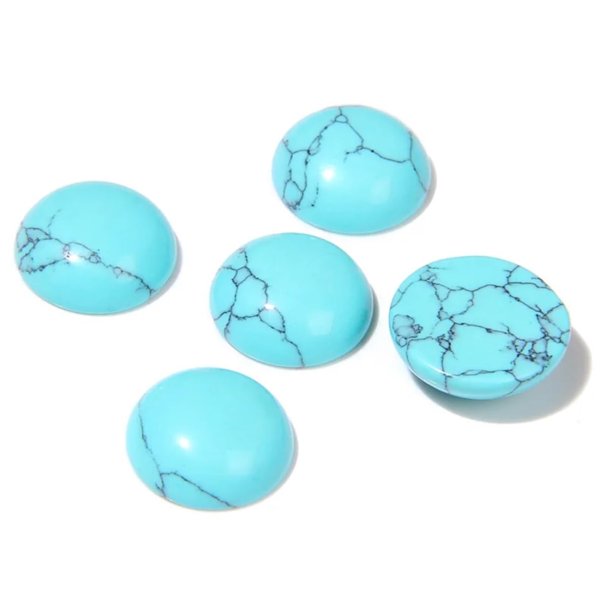 20pcs 10mm Natural Stone No Hole Turquoise Semicircle Smooth Cabochons Beads Healing Chakra Crystal Stone Bead for Jewelry Making Rings Earrings Necklace Bracelet DIY Crafts