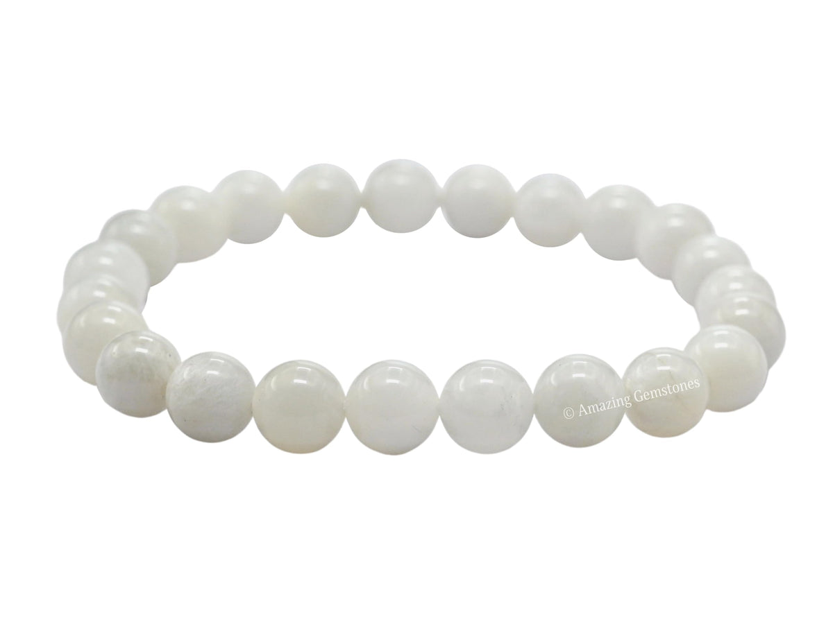 Amazing Gemstone Crystal Bracelet for Women Men's Gifts - Protection Healing Crystal Bracelet - 8mm Gemstone Beaded Stretchable Bracelet Pulseras Para Hombres Mujer Stocking Stuffers Mothers Day Gift (White Moonstone)