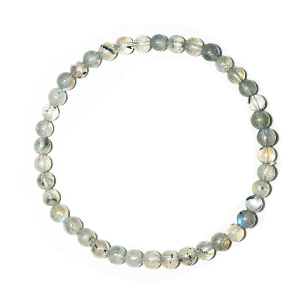 Natural Labradorite Crystal Bracelet 6mm | Crown Chakra Stone with Leather Pouch, Gift Box & Extra Beading Kit | Fits 6.5-7 inch Wrist