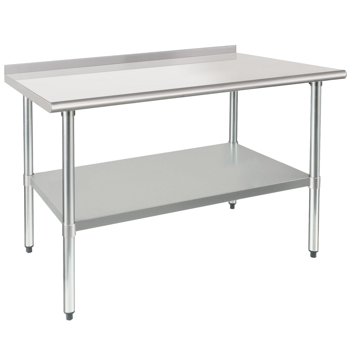 HARDURA Stainless Steel Prep & Work Table 30 x 48 Inches NSF Heavy Duty Commercial with Undershelf and Backsplash, Galvanized Legs for Commercial Food Prep