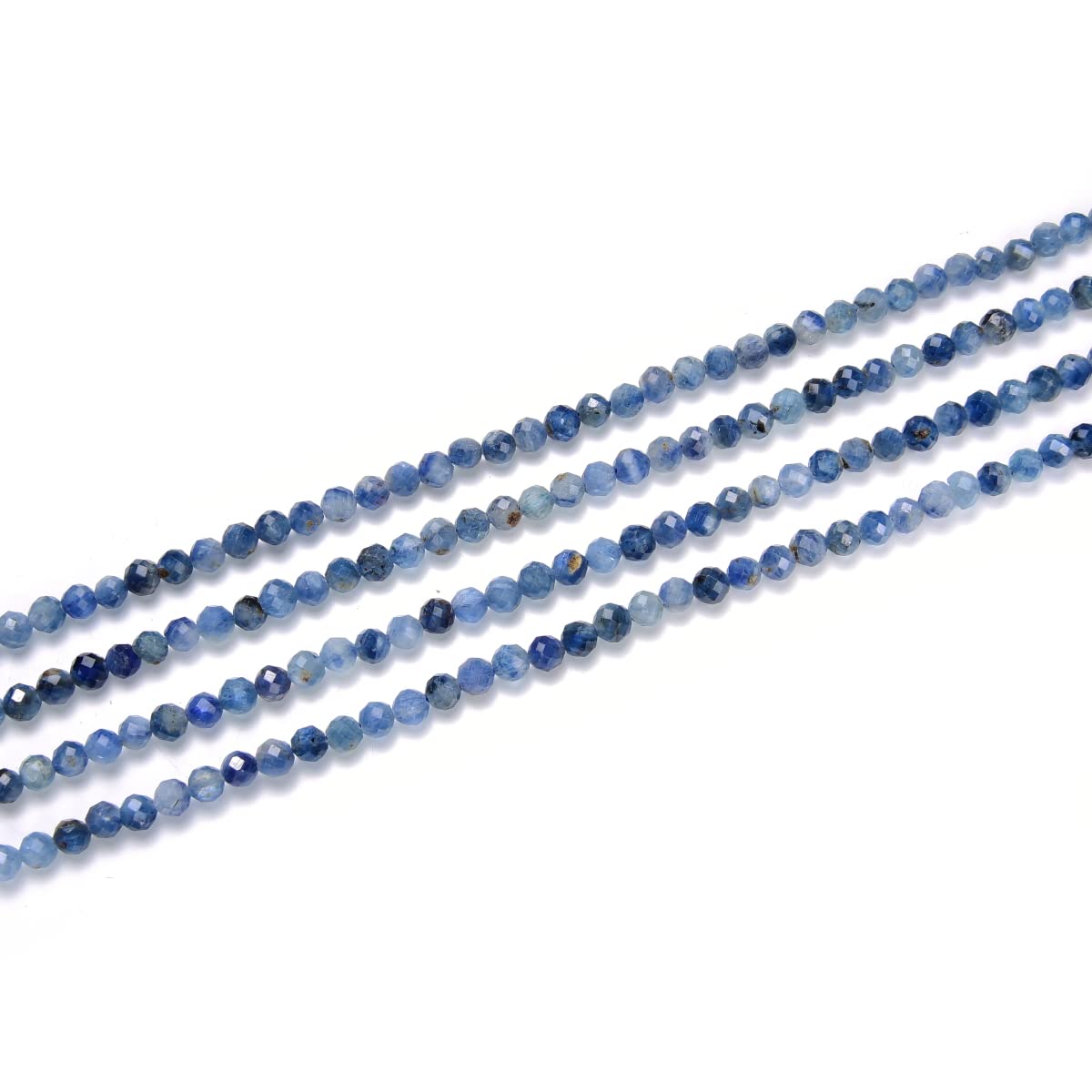 Adabele 15 Inch Natural Blue Kyanite Healing Gemstone 3mm (0.12 Inch) Tiny Small Faceted Round Loose Beads Stone Spacer (120-130pcs) for Craft Jewelry Making GK3-21