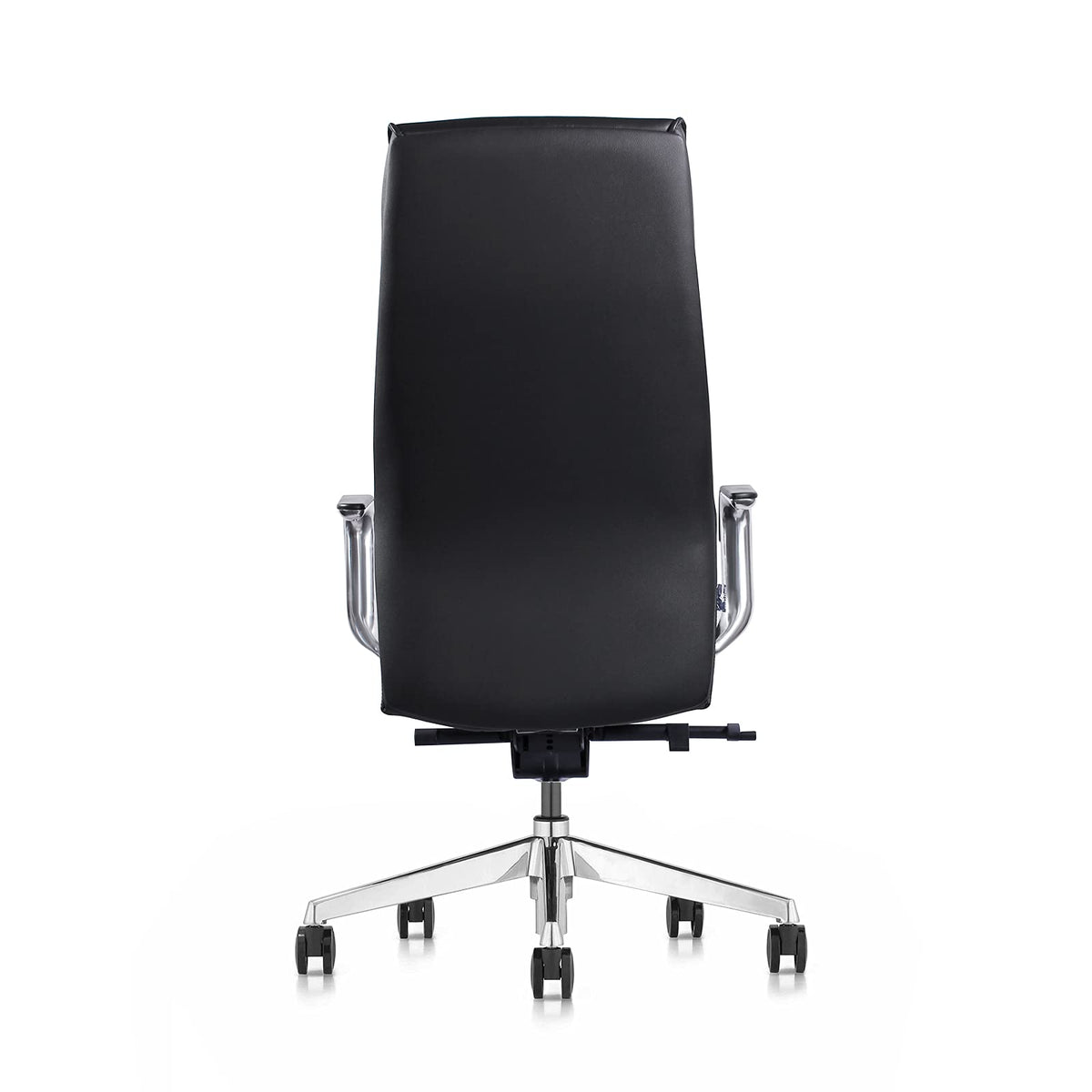 FURIJING Genuine Leather Aluminum Base High Back Executive Chair,Modern Ergonomic Real Leather Office Chair Boss Executive Chair with Synchro-Tilt Mechanism-Black.