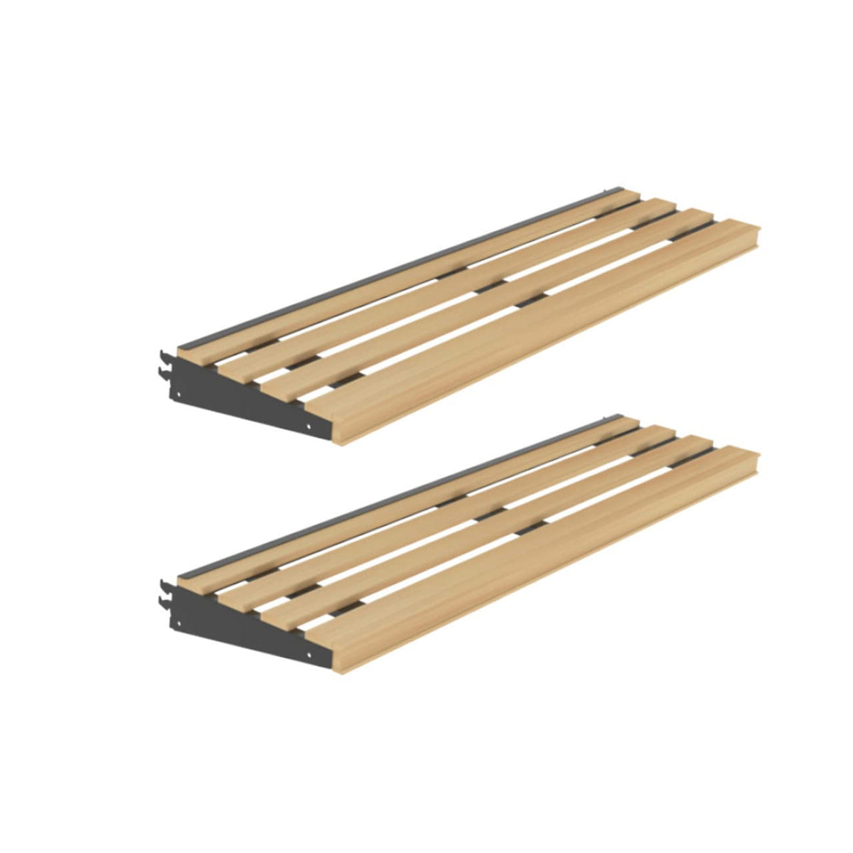 2 Pack Rustic Wooden Bread Bakery Display Shelves - Slatted - 48" W x 13”D Wood Retail Display with Price Tag Channel Fits Most Retail Shelving and Gondola Shelf Systems from Madix, Lozier and Others