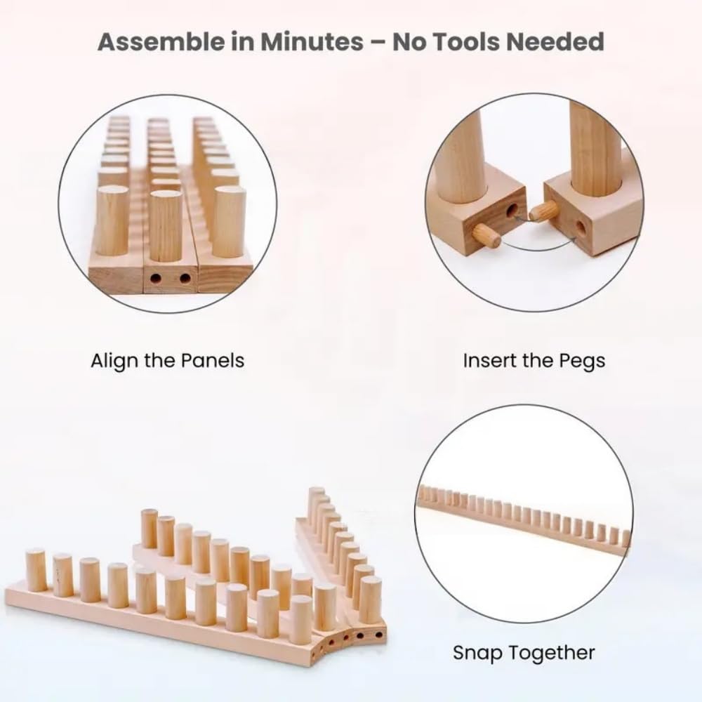 Anpyxun 20-48 Inch Adjustable Chunky Blanket Loom, Multi-Size Beginner-Friendly Wooden Knitting Kit for Blankets, Snag-Free Frame for Large DIY Yarn Projects
