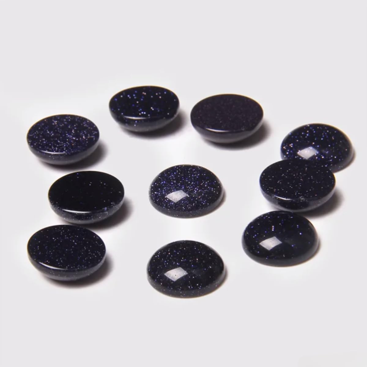 20pcs 10mm Natural Stone No Hole Blue Sandstone Semicircle Smooth Cabochons Beads Healing Chakra Crystal Stone Bead for Jewelry Making Rings Earrings Necklace Bracelet DIY Crafts