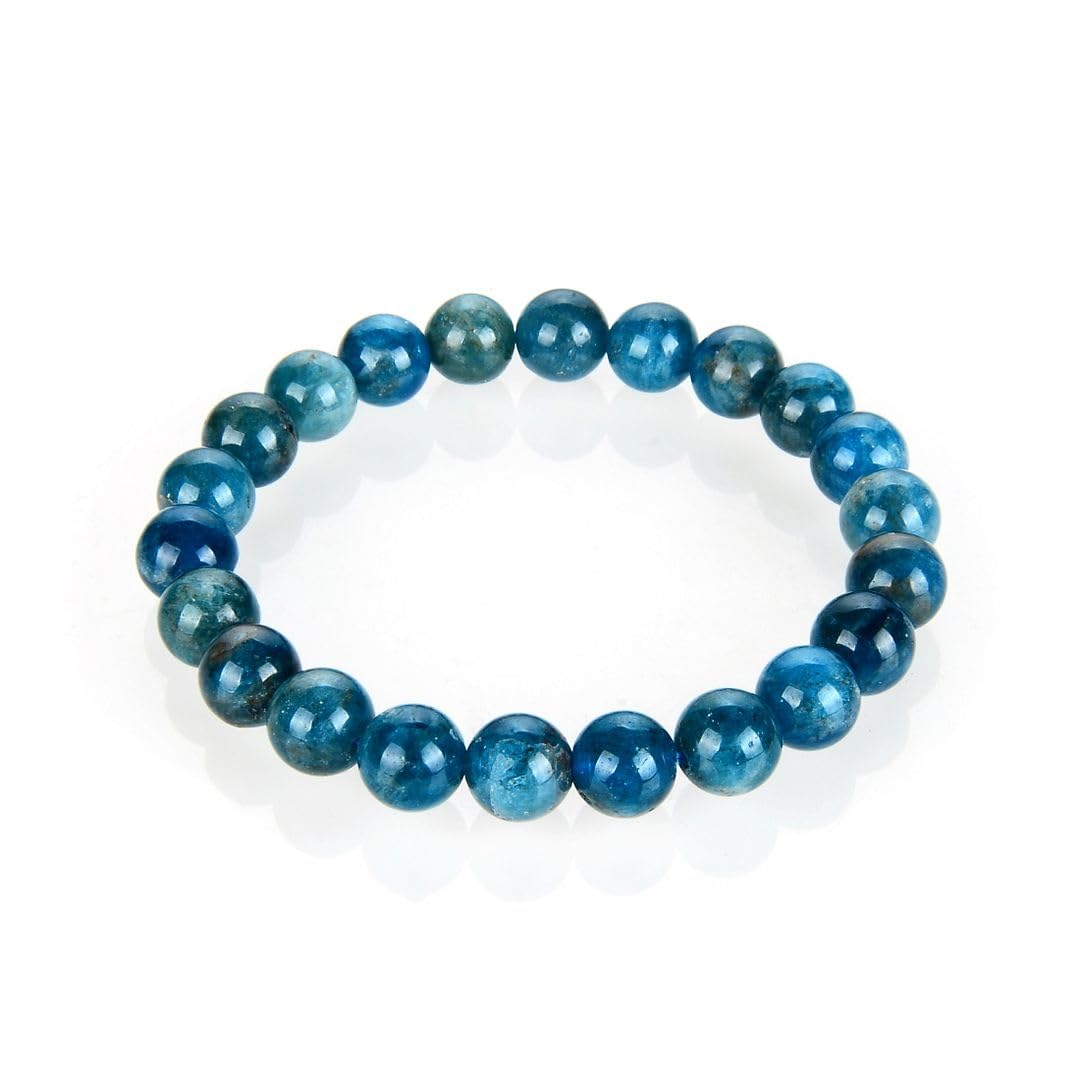 Adabele Real Natural Blue Apatite Gemstone Beaded Bracelet 8.5 inch Stretch Bracelet Chakra Healing Crystal Stone Jewelry Women Mom Gift (Unisex) GB8-D56