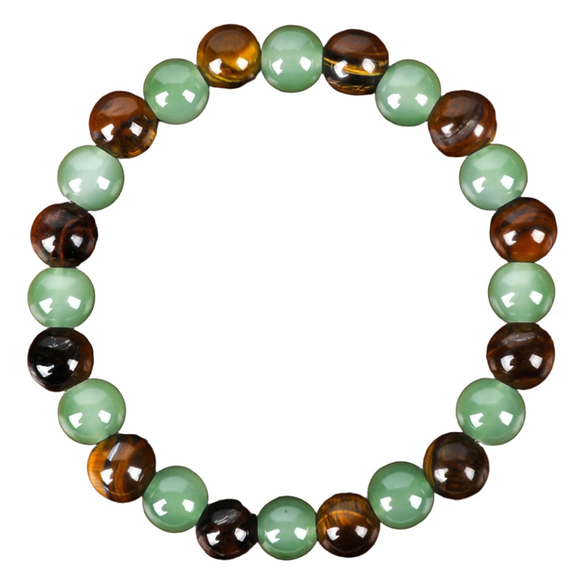 Money Bracelets for Women, Green Aventurine and Tiger Eye Crystal Bracelet, 8MM Beaded Jewelry for Wealth, Protection, and Good Luck, Healing Energy Bracelet, Calming Gift for Mom or Friend (1PCS)