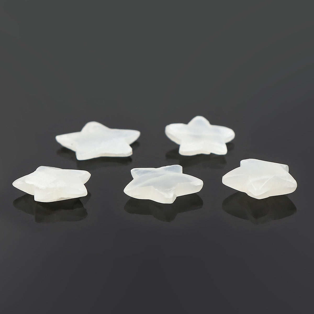 CRYSTALINES 5pcs, Wholesale Natural White Moonstone Gemstones, Bulk Star Shape Stones, Assorted Loose Supply, DIY Craft-Jewelry Making, Chakra Healing Crystals, Gem Collection, 8-12mm