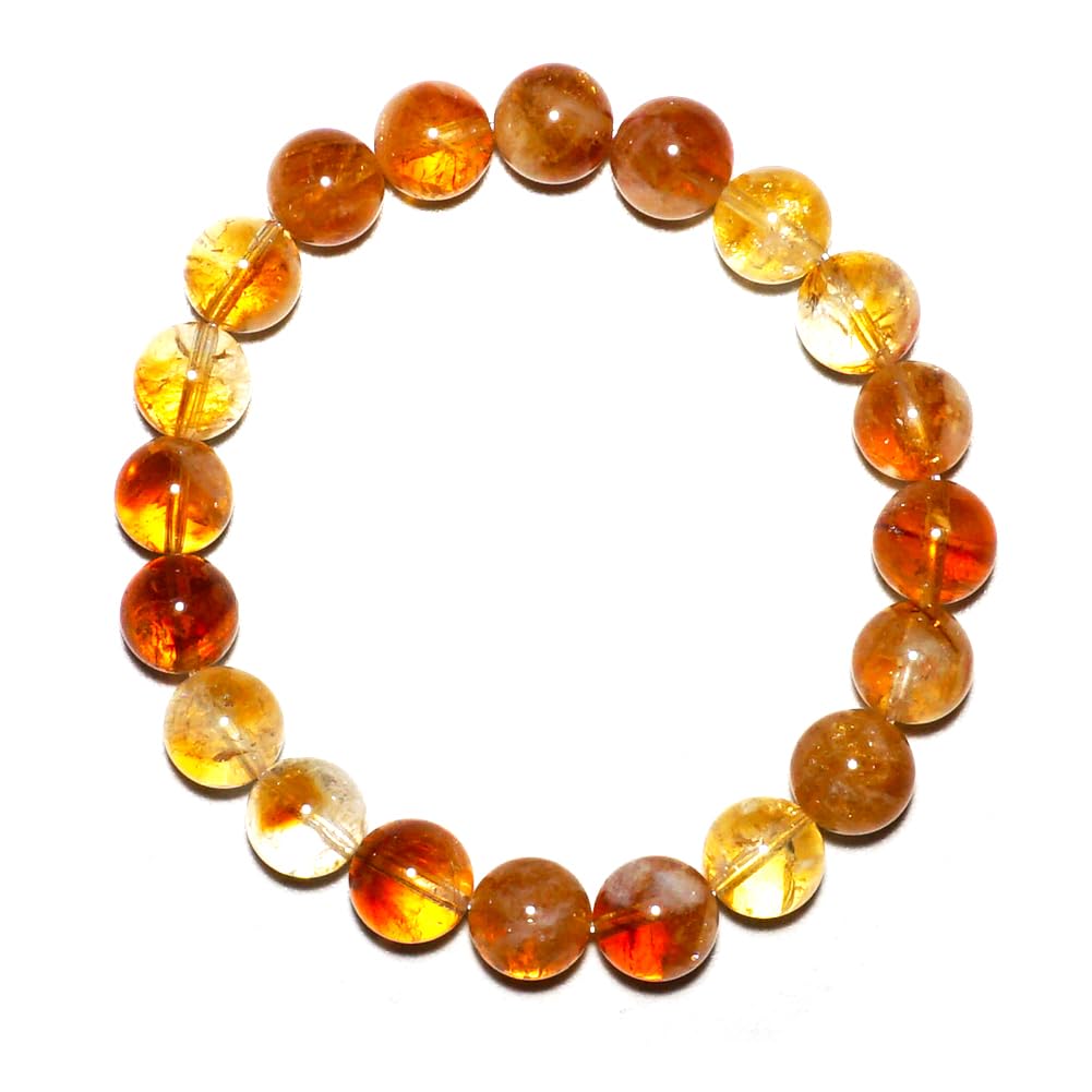 10MM Citrine Bracelet for Women Men, Natural Yellow Sacral & Solar Plexus Chakra Crystal and Gemstones | Stretch Jewelry Gift for Bringing Wealth Success Motivation | Fits for 7.5-8" Large Wrist