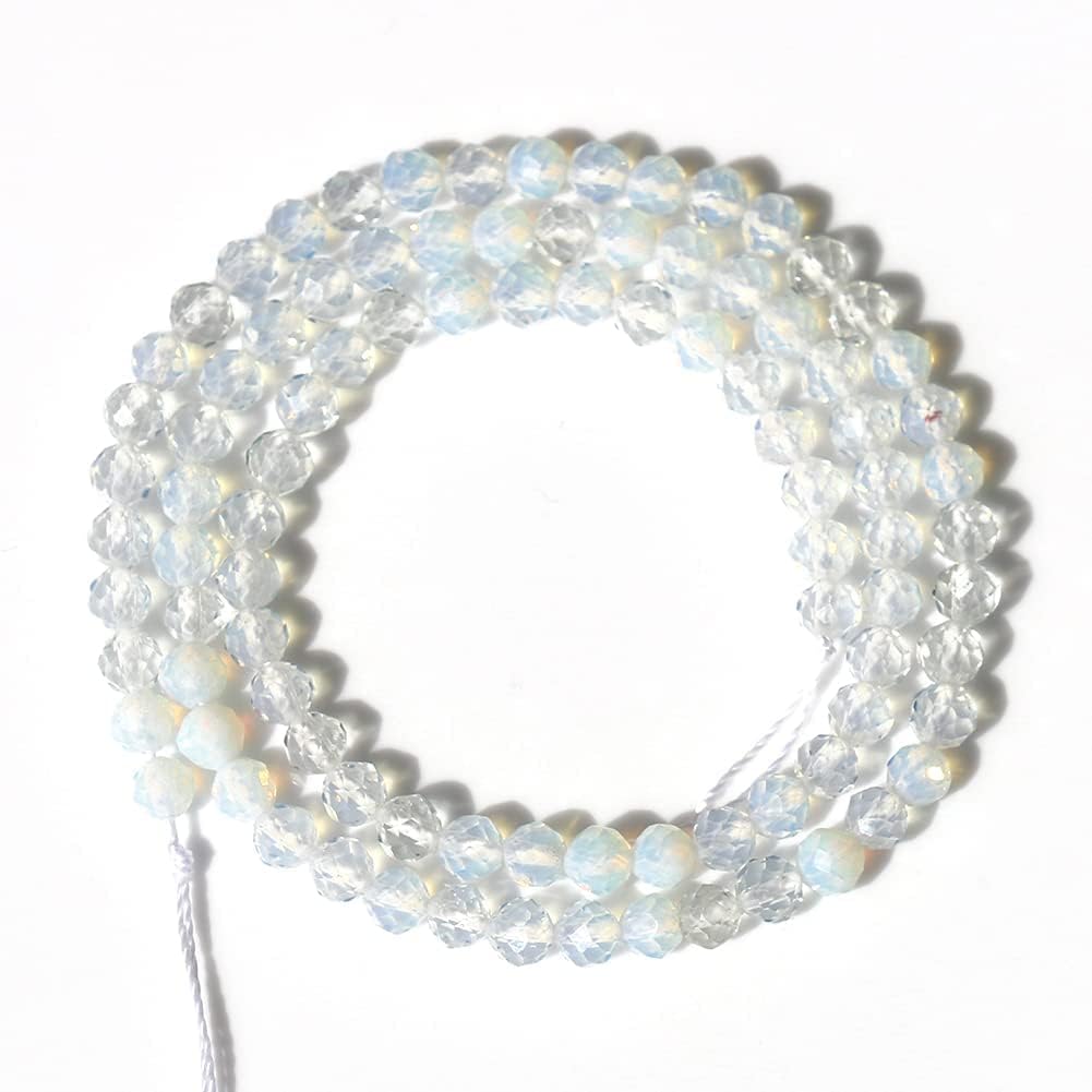 Song Xi 90pcs 4mm Natural Opal Gemstone Beads Faceted Round Loose Stone Beads for Jewelry Making