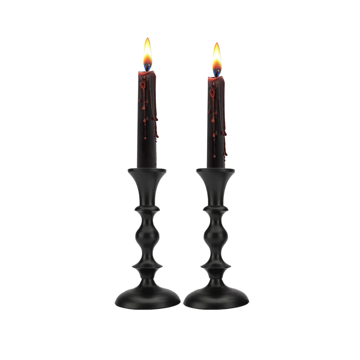 Black Candle Holders Set of 2 Decorative Centerpiece Table Candlesticks Holders for Taper Candles Home Decor Easter Candle Holders for Dinner Party Wedding Decorations