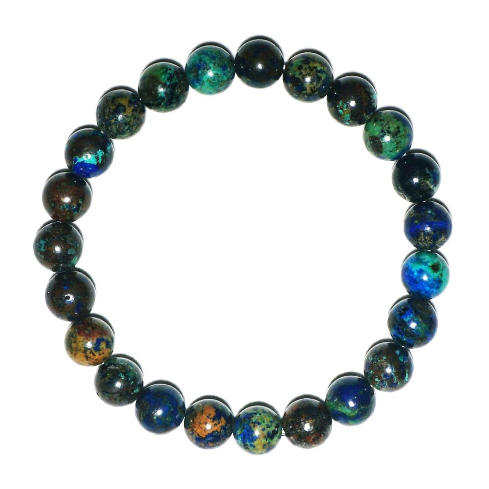 Natural 8mm Azurite Bracelet - Handcrafted Deep Blue Gemstone Jewelry with Spiritual Energy for Women & Men