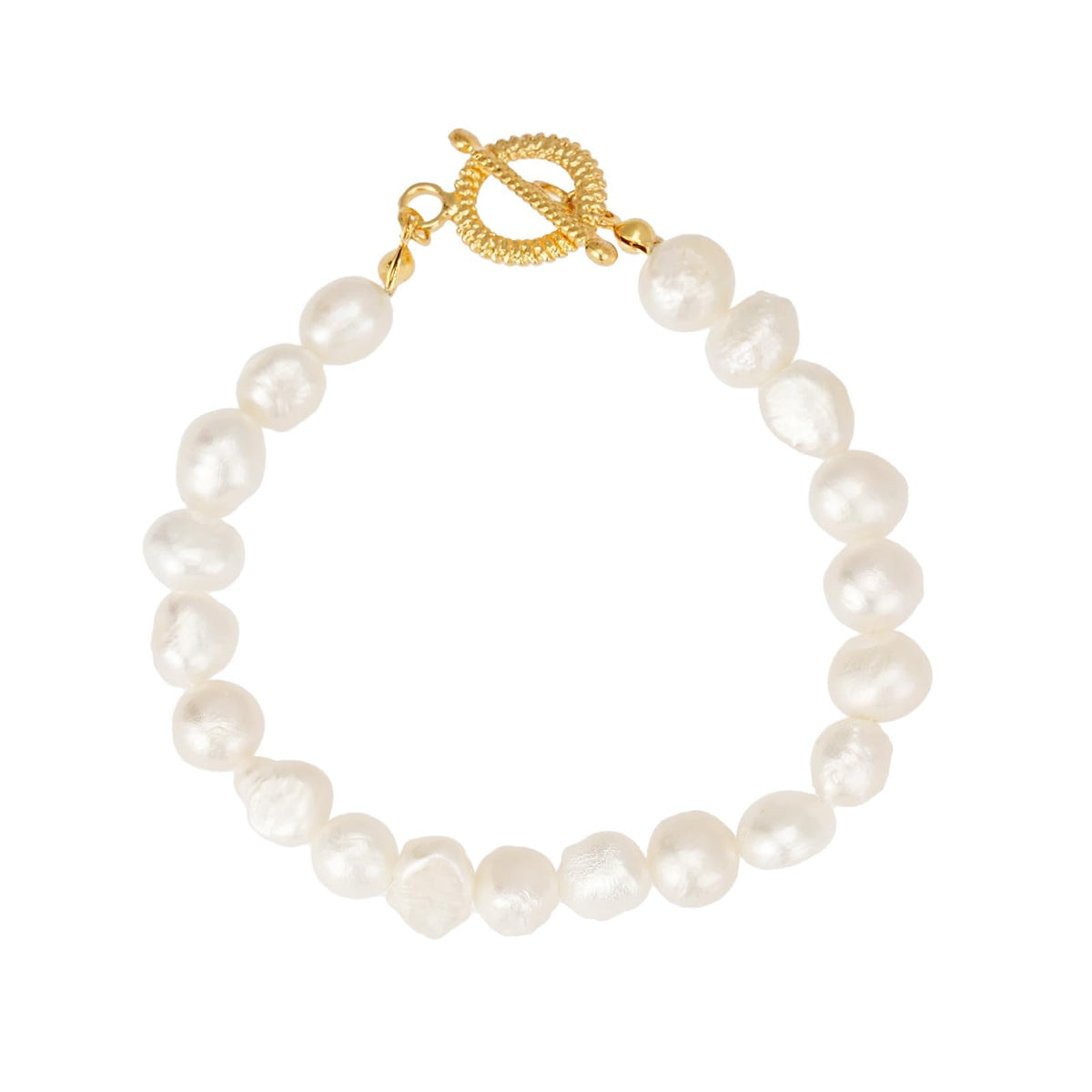 Sylph 7-8mm Pearl Bracelets for Women, Natural Freshwater Pearl Baroque Beaded Bracelet Beach Jewelry Bride Gifts for Wedding Birthday Anniversary, 6.5 Inch