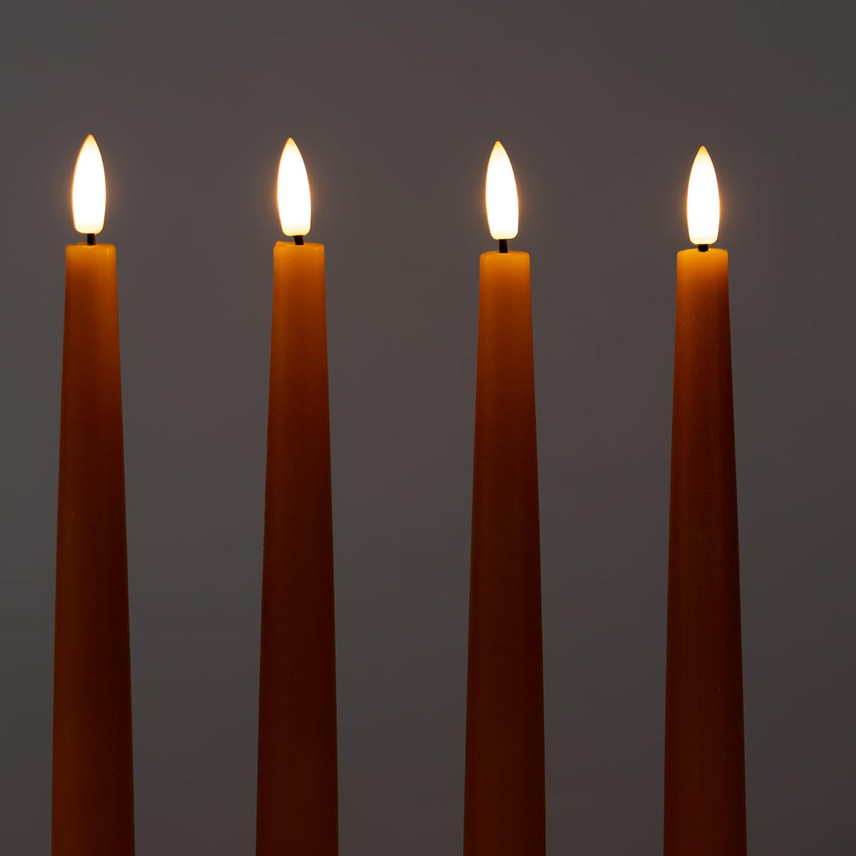 Fanna 9.6" Orange Real Wax Flameless Taper Candles with Timer, Battery Operated Led Candlesticks for Halloween, Harvest and Fall, Remote and Batteries Included - Set of 4