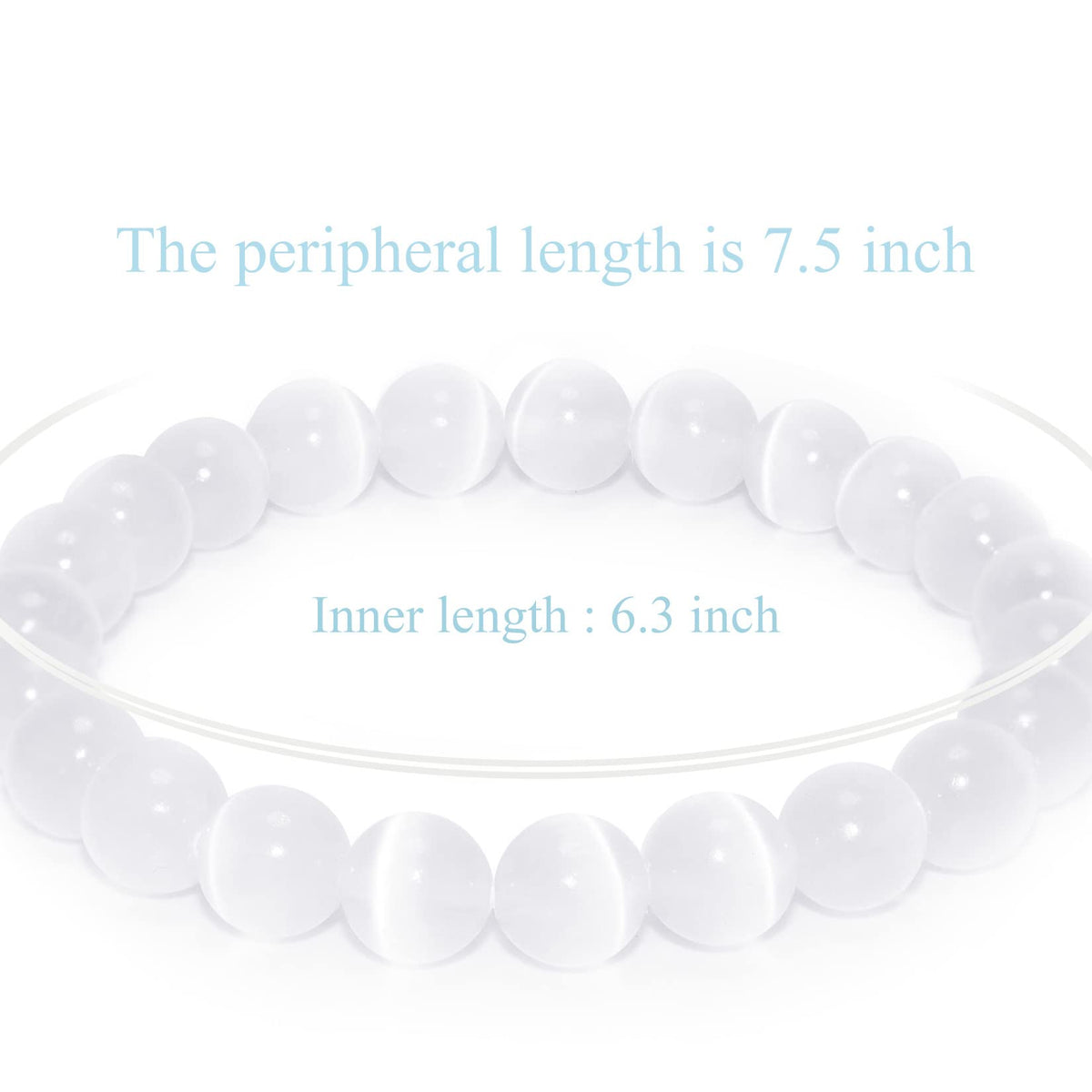 DAZCOLO 8mm Natural Gemstone Stretch Bracelet, Handmade Unisex Crystal Bracelets for Meditation, Yoga, Spiritual Healing & Positive Energy (Selenite)