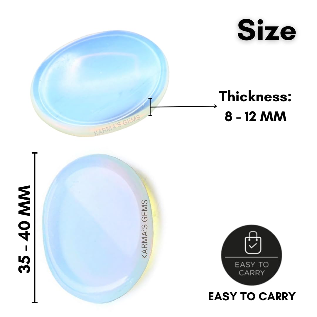 Opalite - Rubbing Natural Thumb Worry Stone - Hold in Your Hand for Relaxation or Anxiety Relief - Enhance Meditation, Aid in Healing the Mind, Body and Spirit