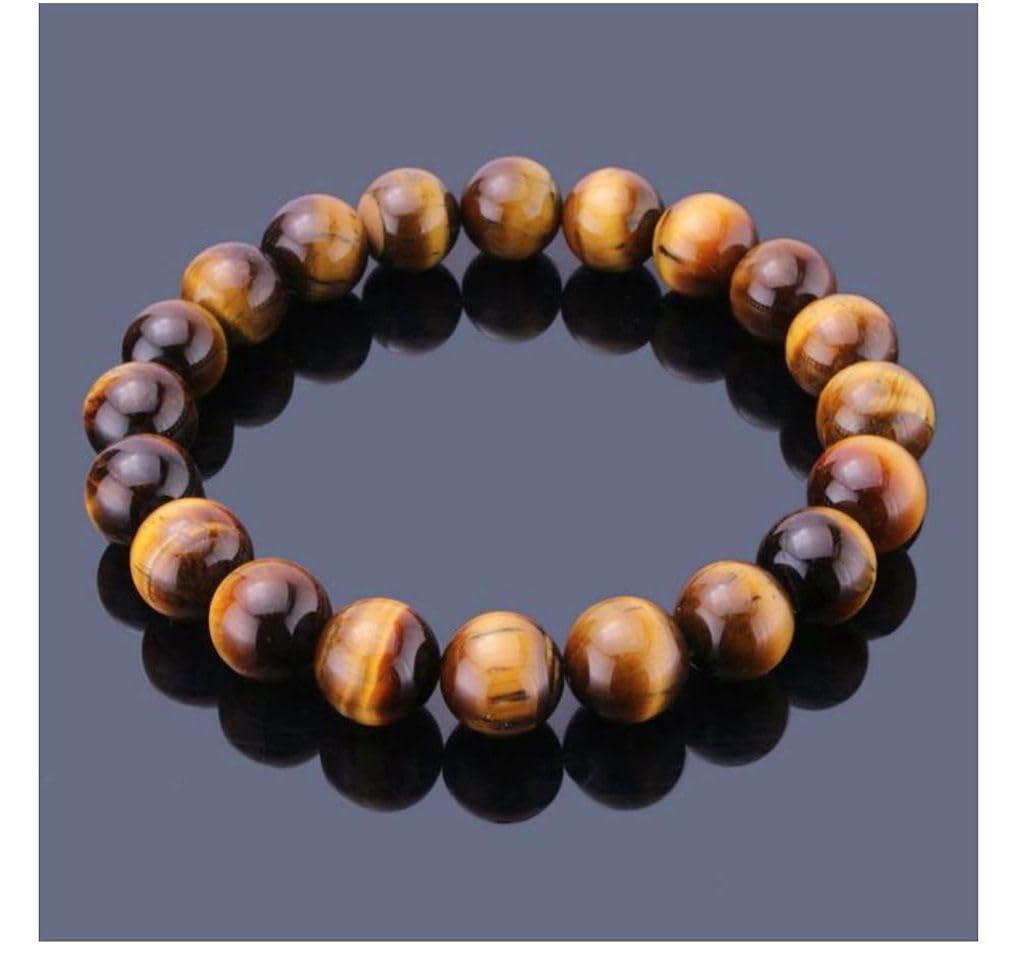 Adabele Real Natural Golden Yellow Tiger's Eye Bracelet 7.5 inch Stretch Gemstone Beaded Bracelet Chakra Healing Crystal Stone Jewelry Energy Quartz Rock GB8-B26
